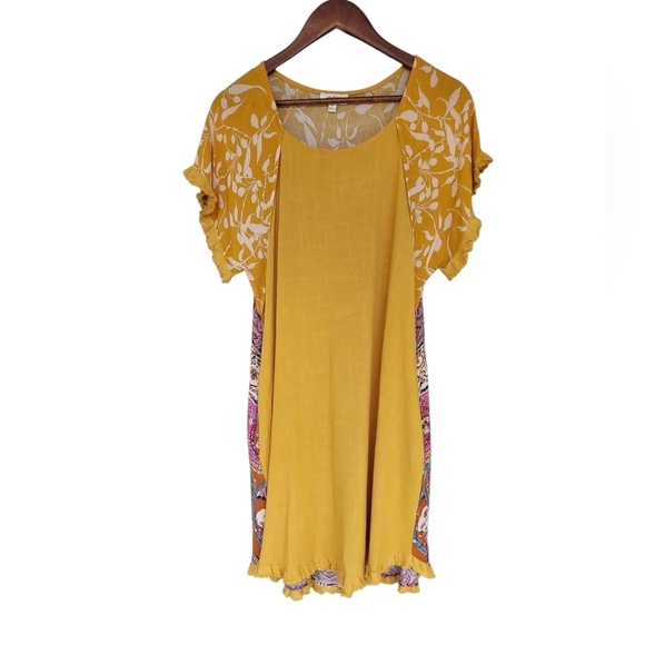 Boho Linen Blend Paisley Summer Midi Dress - Picture 2 of 6